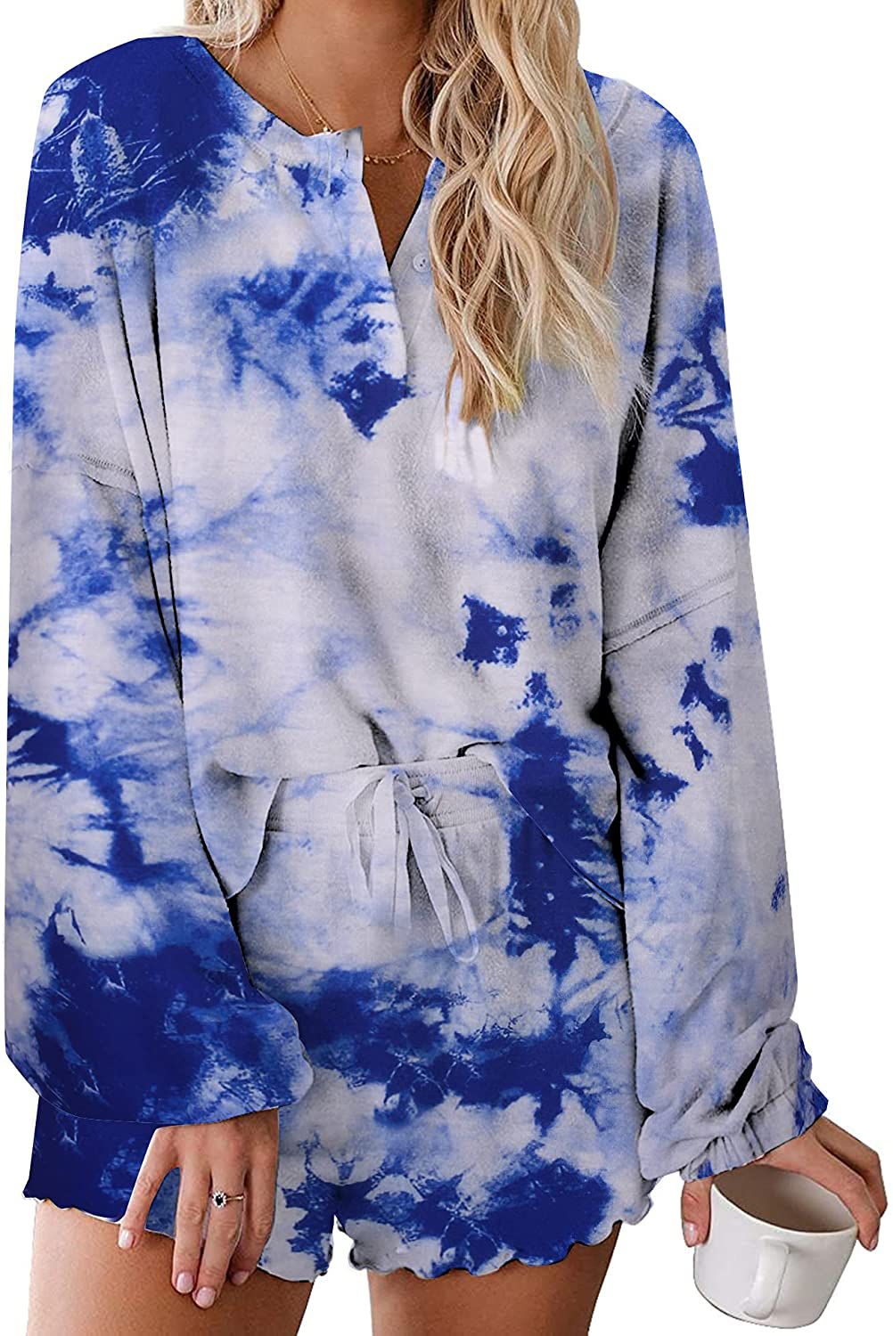 Ekouaer Tie Dye Pajamas Set Womens Loungewear Sleepwear 2 Piece PJ Sets Apparel & Accessories > Clothing > Sleepwear & Loungewear > Pajamas Ekouaer Wonderful Long Sleeve 4 Large 