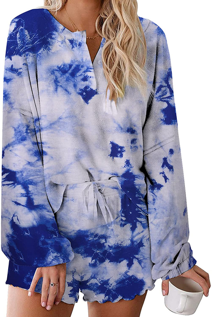 Ekouaer Tie Dye Pajamas Set Womens Loungewear Sleepwear 2 Piece PJ Sets Apparel & Accessories > Clothing > Sleepwear & Loungewear > Pajamas Ekouaer Wonderful Long Sleeve 4 Large 