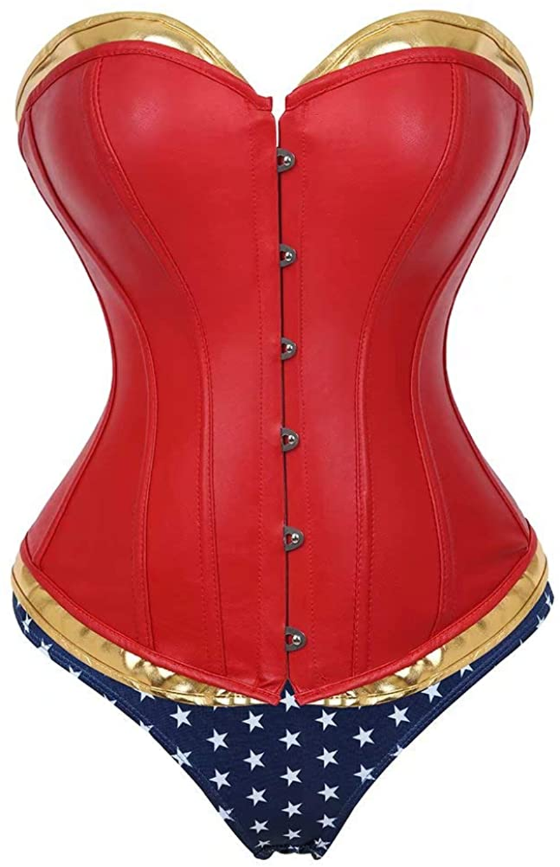 Leather Corsets for Women Bustier Lingerie Top Punk Rock Waist Cincher Basque Halloween Costume Apparel & Accessories > Clothing > Underwear & Socks > Lingerie jutrisujo   