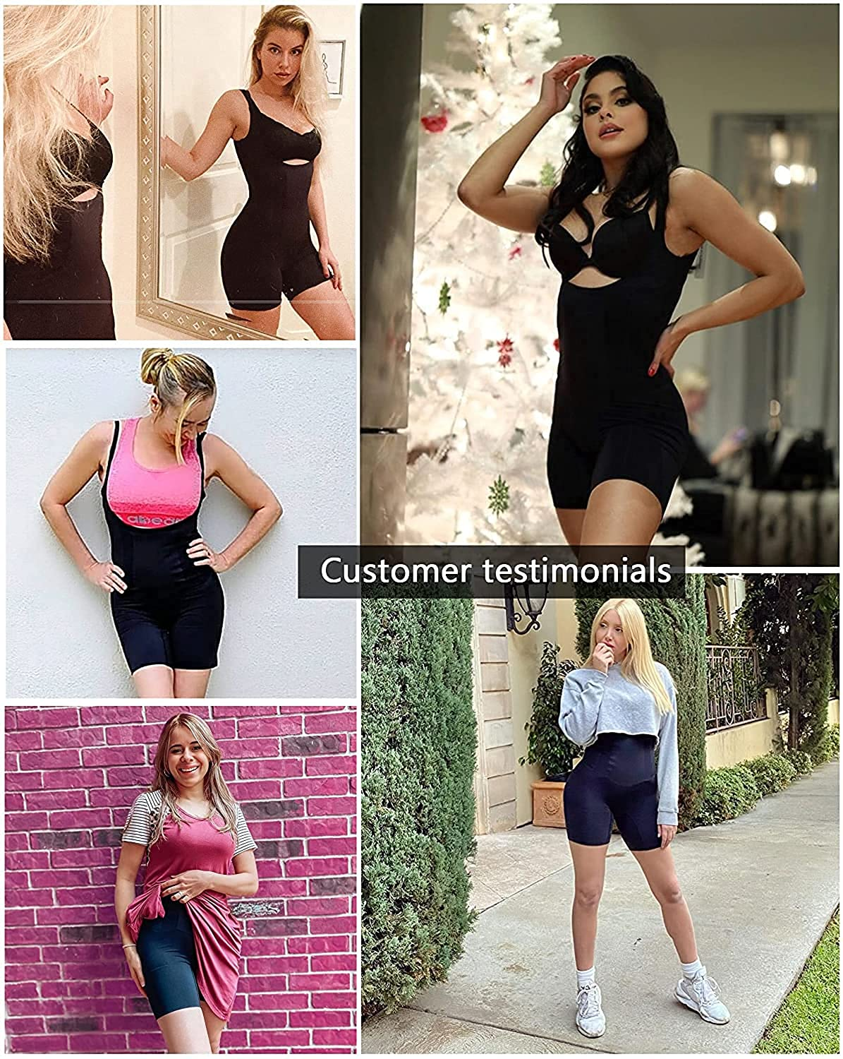 SHAPERX Tummy Control Shapewear for Women Seamless Fajas Bodysuit Open Bust Mid Thigh Body Shaper Shorts Apparel & Accessories > Clothing > Underwear & Socks > Shapewear SHAPERX   