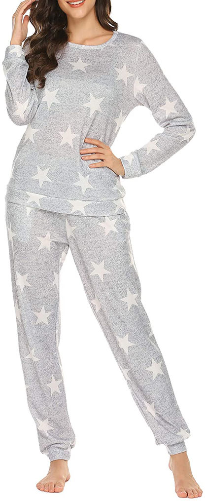 Ekouaer Womens Pajama Set Long Sleeve Sleepwear Star Print Nightwear Soft Pjs Lounge Sets with Pockets Apparel & Accessories > Clothing > Sleepwear & Loungewear > Pajamas Ekouaer   