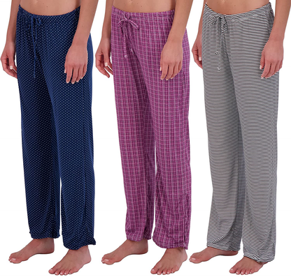 Real Essentials 3 Pack: Women’S Ultra-Soft Fleece Comfy Stretch Pajama Lounge Pants Elegant Sleepwear Apparel & Accessories > Clothing > Sleepwear & Loungewear > Pajamas Kylie Max   