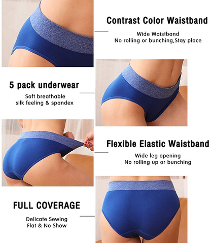 Women'S Low/High Waist Seamless Underwear Soft Full Coverage Ladies Panties Colorful Breathable Stretch Briefs 5-Pack Apparel & Accessories > Clothing > Underwear & Socks > Underwear LALESTE   