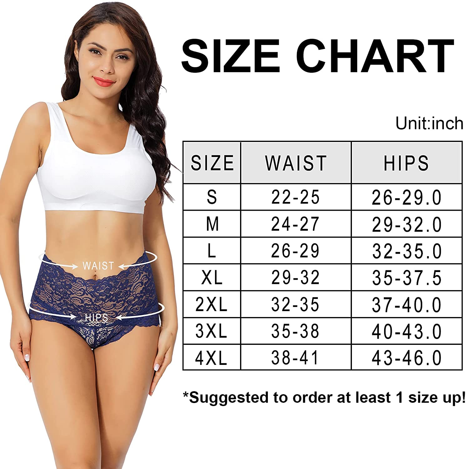 KYY Women'S Lace Underwear High Waist Sexy Panties Full Coverage Briefs 4 Pack  KYY   