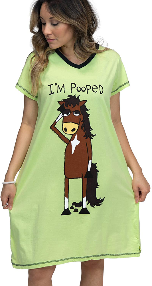 Lazy One V-Neck Nightshirts for Women, Farm Animal Designs Apparel & Accessories > Clothing > Sleepwear & Loungewear > Nightgowns Kylie Max   