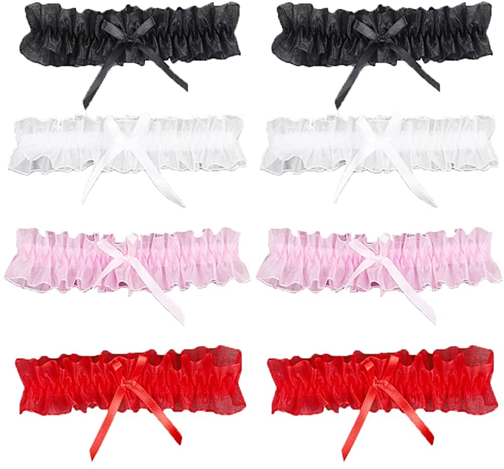 Lace Wedding Garter Bridal Ribbon Bowknot Garter Lace Belt Leg Neck Ring Set for Women Girls Favor Apparel & Accessories > Clothing > Underwear & Socks > Lingerie Lockban Multicolor Lace-8 