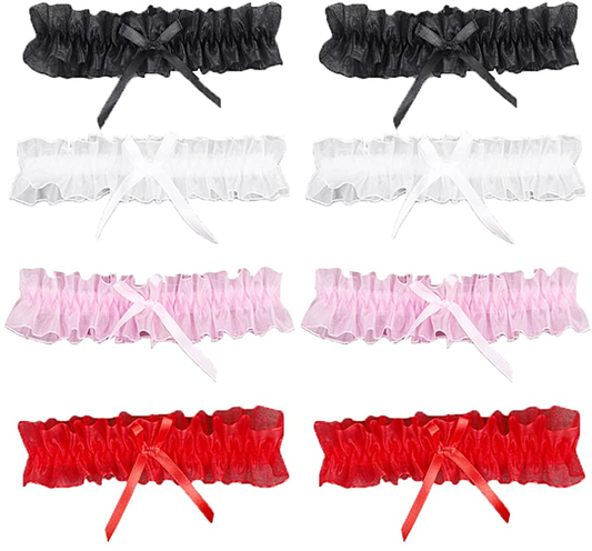 Lace Wedding Garter Bridal Ribbon Bowknot Garter Lace Belt Leg Neck Ring Set for Women Girls Favor Apparel & Accessories > Clothing > Underwear & Socks > Lingerie Lockban Multicolor Lace-8 