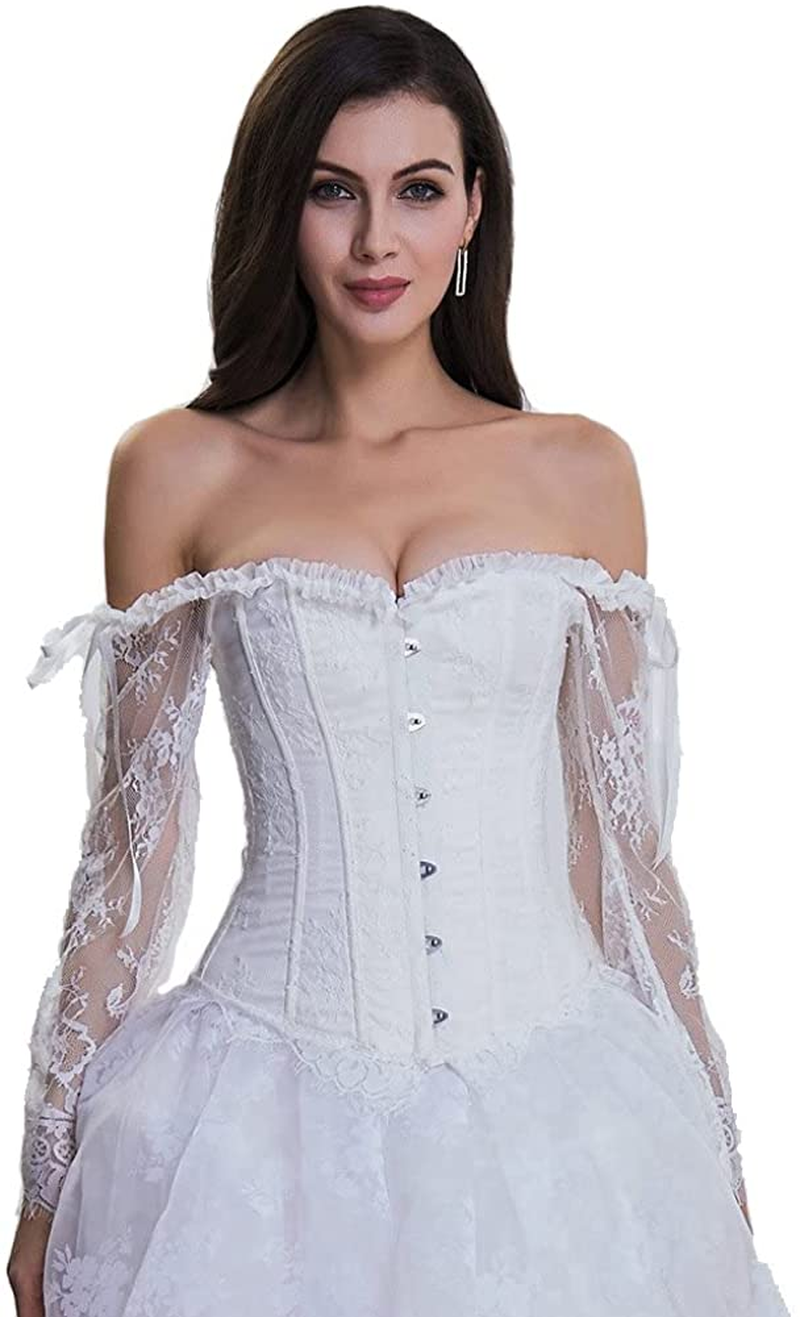 Corset Tops for Women Corset - Overbust Lingerie - Lace up Back Bustier Top - Fashion Corsets with Sleeve Apparel & Accessories > Clothing > Underwear & Socks > Lingerie SZIVYSHI   