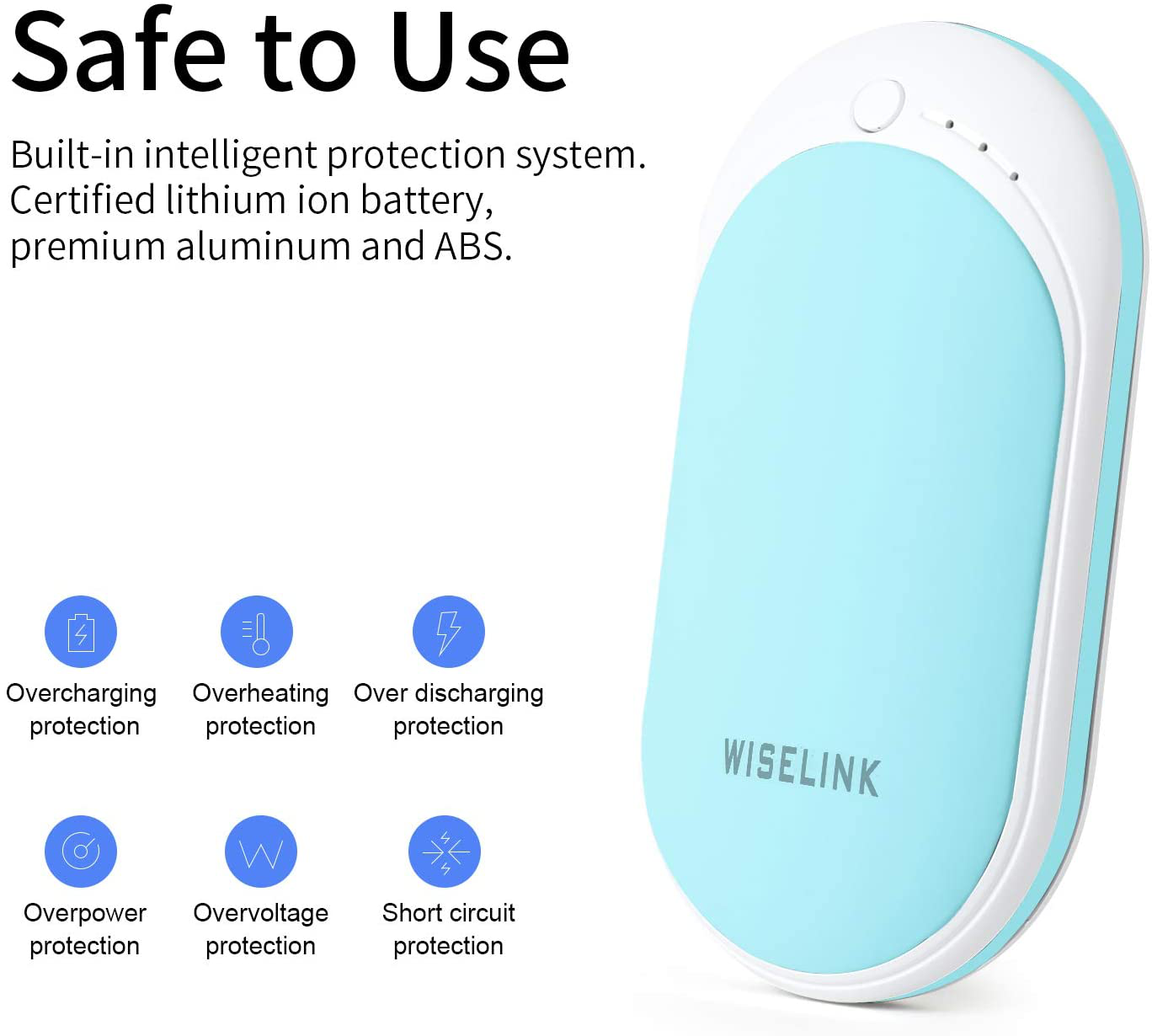 Wiselink Rechargeable Hand Warmer, 5200mAh Electric Hand Warmers Reusable, Portable USB Power Bank, Double-Sided Quick Heating Handwarmer for Hunting, Golf, Camping, Skiing, Winter Gift for Women, Men Arts & Entertainment > Party & Celebration > Gift Giving Wiselink   