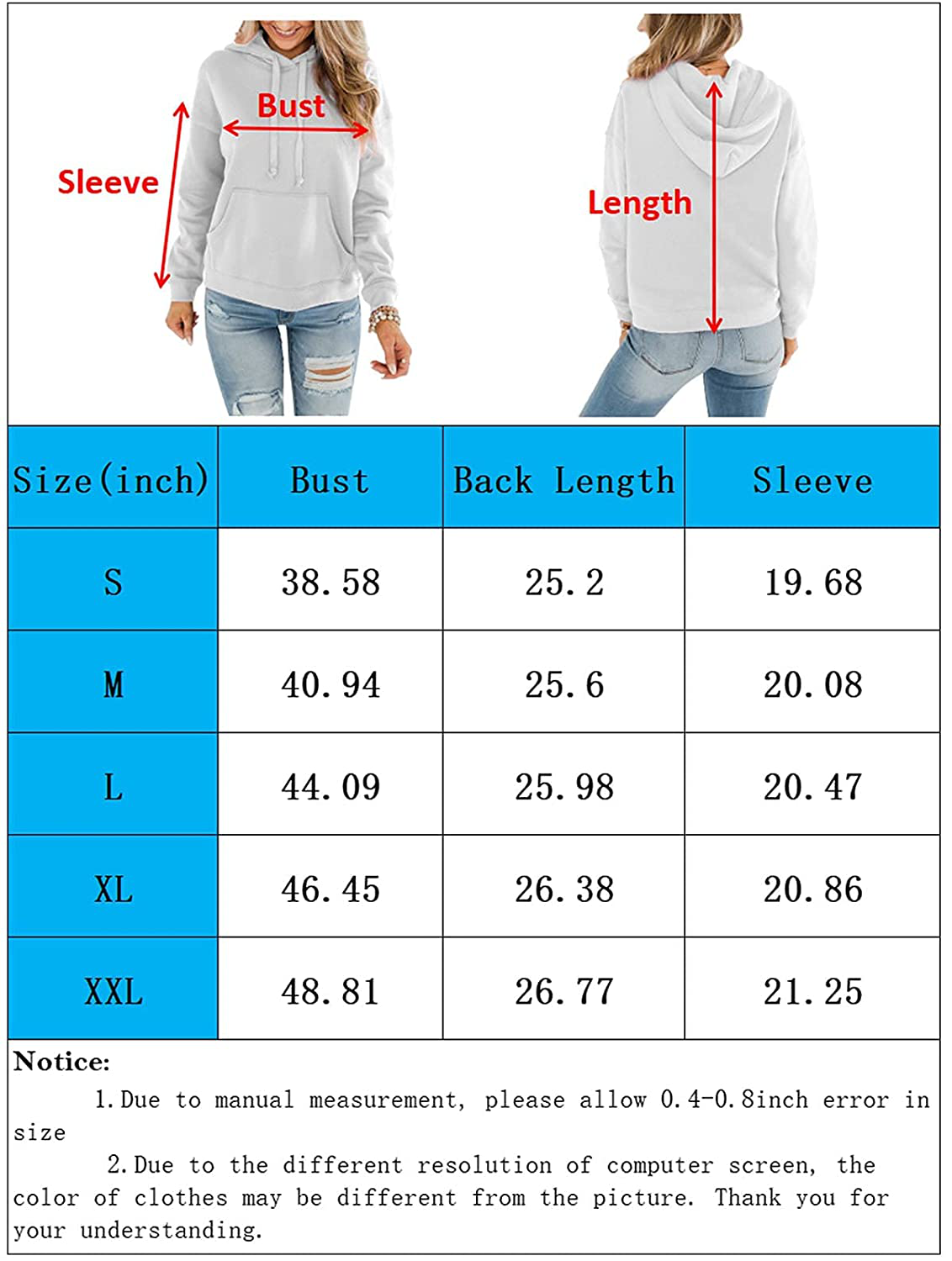 ORANDESIGNE Women’S Casual Hoodies Long Sleeve Pullover Tops Loose Lightweight Sweatshirt with Pocket Apparel & Accessories > Clothing > Activewear Kylie Max   