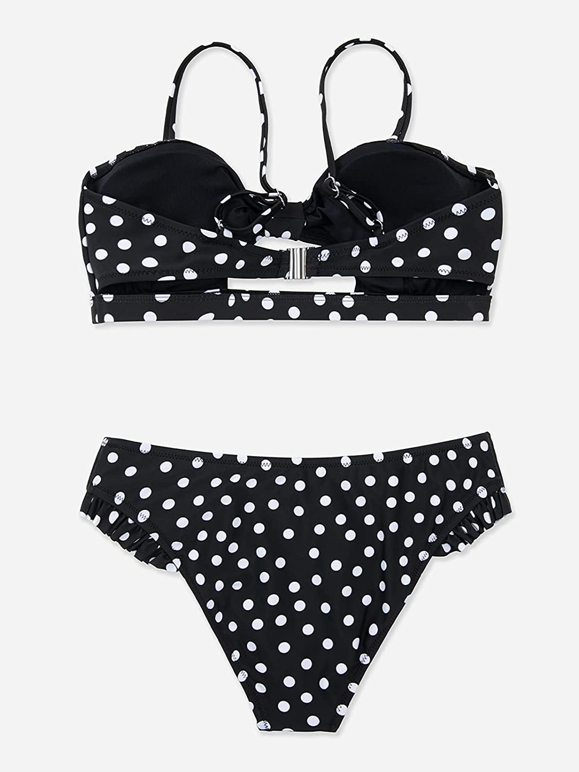 CUPSHE Women's Red Polka Dot Cutout Ruffles Back Hook Closure Bikini Sets Apparel & Accessories > Clothing > Swimwear CUPSHE   