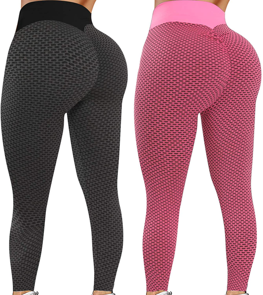 Reosse Leggings for Women - 2 Pack High Waist Yoga Pants for Women Apparel & Accessories > Clothing > Activewear Reosse Black+pink X-Large 