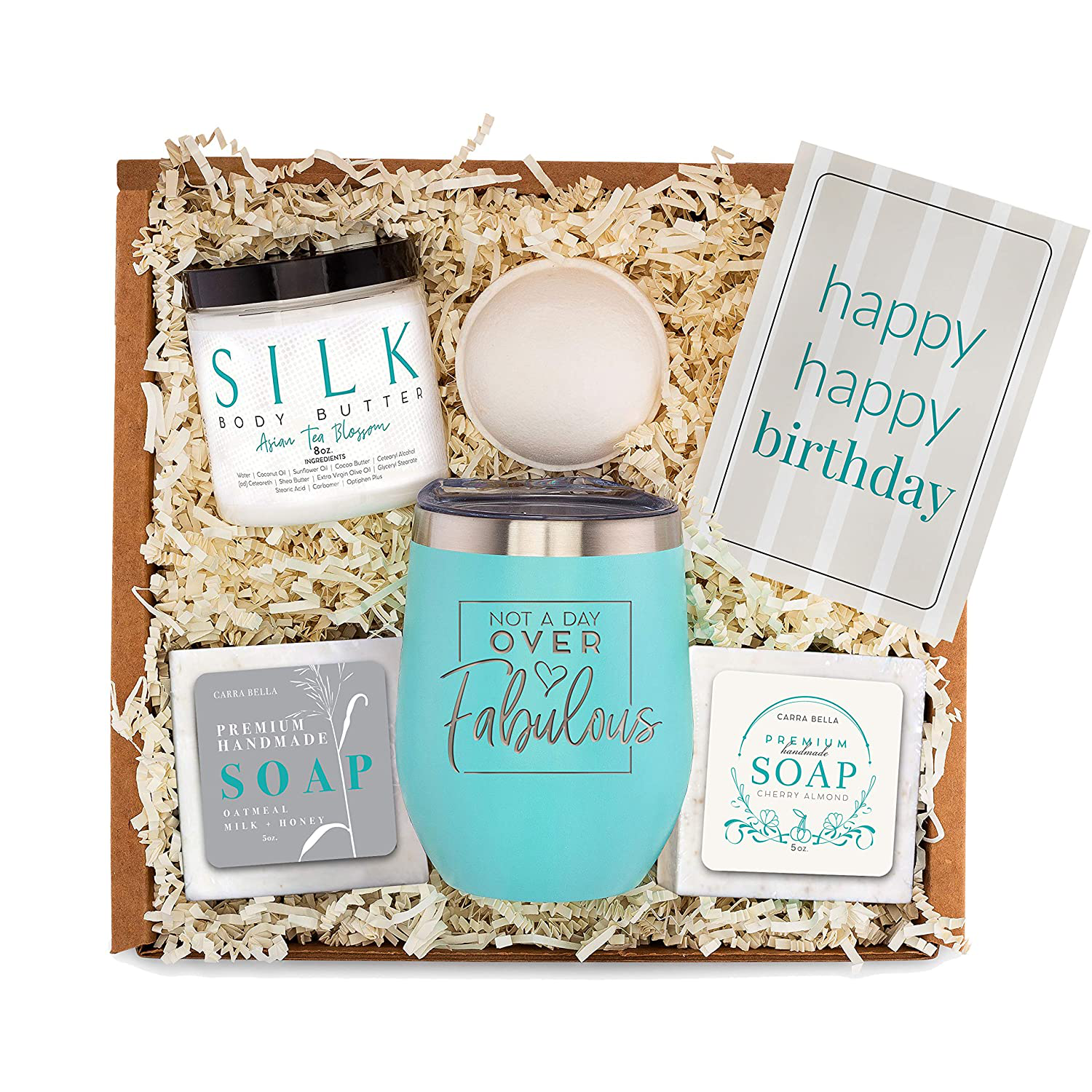 Birthday Gifts for Women - Best Relaxing Spa Gift Box Basket for Wife Mom Sister Girlfriend Best Friend Mother - Bday Bath Set w/Tumbler - Gifts Basket Care Package Present for Her Happy Birthday Arts & Entertainment > Party & Celebration > Gift Giving Sodilly Mint Tumbler 6 Piece Set 