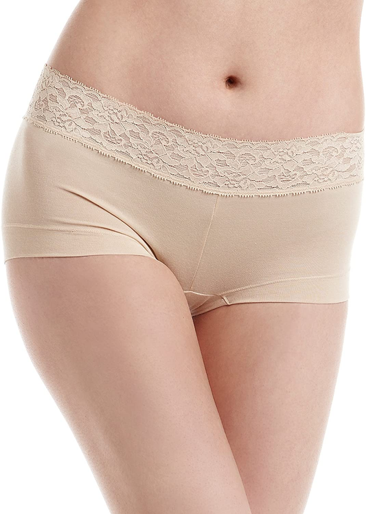 Maidenform Women'S Dream Cotton with Lace Boyshort Apparel & Accessories > Clothing > Underwear & Socks > Underwear Maidenform Latte Lift 5 