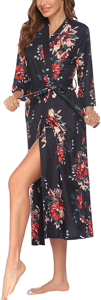 Ekouaer Womens Robes, Lightweight Cotton Robe Soft Sleepwear Ladies Loungewear Dressing Gown Long Bathrobe Apparel & Accessories > Clothing > Sleepwear & Loungewear > Robes Ekouaer   