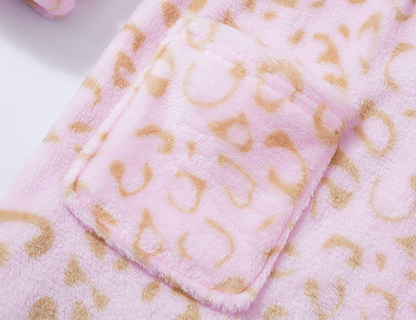 Leopard Cat Robe for Girls Fleece Toddler Kids Teen Hooded Bathrobe Size 4T - 18 Apparel & Accessories > Clothing > Sleepwear & Loungewear > Robes Kylie Max   