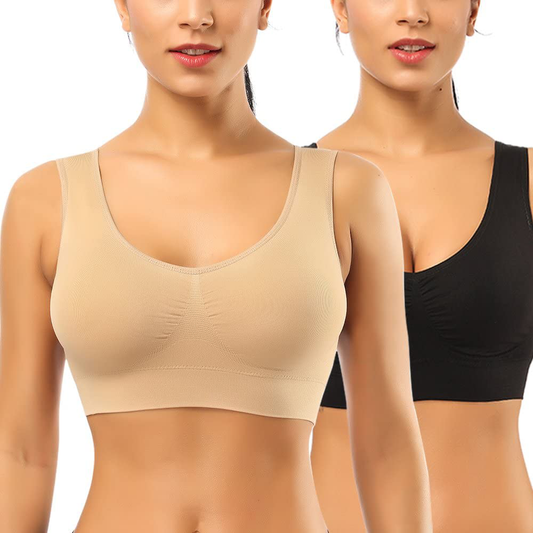 BESTENA Comfort Bra, 2 Pack Seamless Removable Pads Sleep Bras, Yoga Bra, Sports Bras for Women Apparel & Accessories > Clothing > Underwear & Socks > Bras Kylie Max   