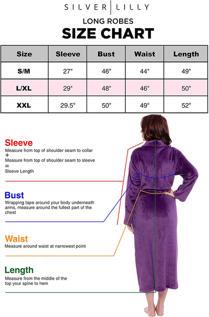 Silver Lilly Womens Robe - Plush Fleece Bathrobe - Full Length with Shawl Collar Apparel & Accessories > Clothing > Sleepwear & Loungewear > Robes Kylie Max   