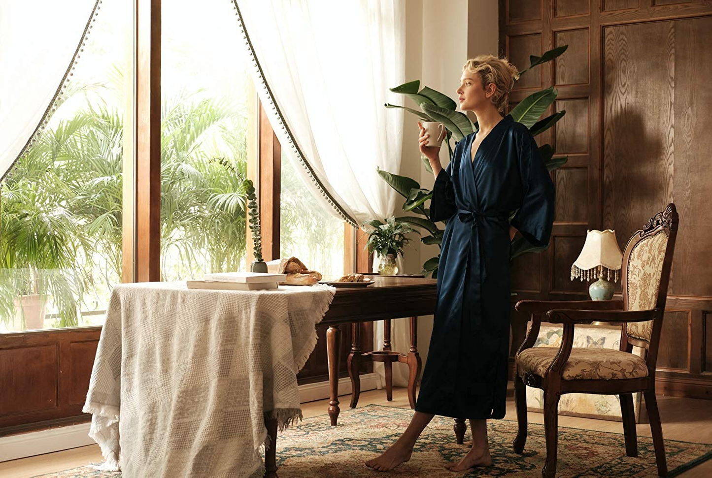 SIORO Long Silk Robe for Women Kimono Satin Bridesmaids Robes Lightweight Soft Sleepwear Full Length Bathrobe US4-12 Apparel & Accessories > Clothing > Sleepwear & Loungewear > Robes KYLIE MAX   