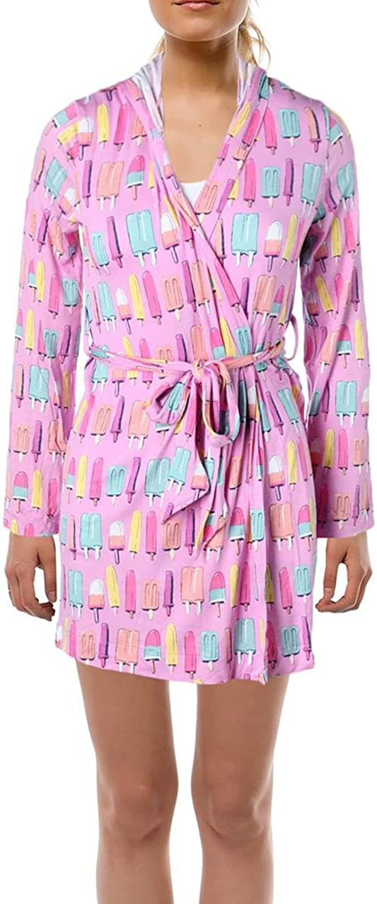 Nite Nite Munki Munki Womens Popsicles Longsleeve Hooded Robe Apparel & Accessories > Clothing > Sleepwear & Loungewear > Robes Kylie Max   