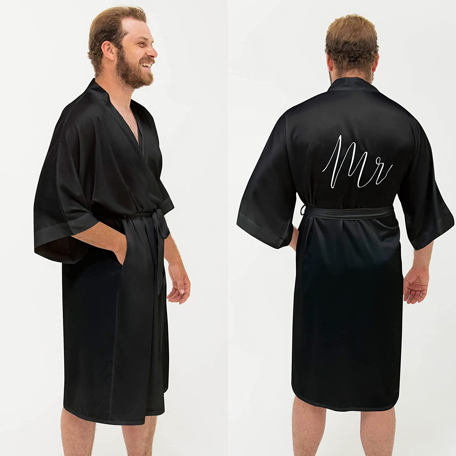 AW BRIDAL Matching Robes for Couples, 2Pcs Mr and Mrs Robes Satin Couple Robes Sleepwear Wedding Gifts for Women Men Apparel & Accessories > Clothing > Sleepwear & Loungewear > Robes AW BRIDAL   