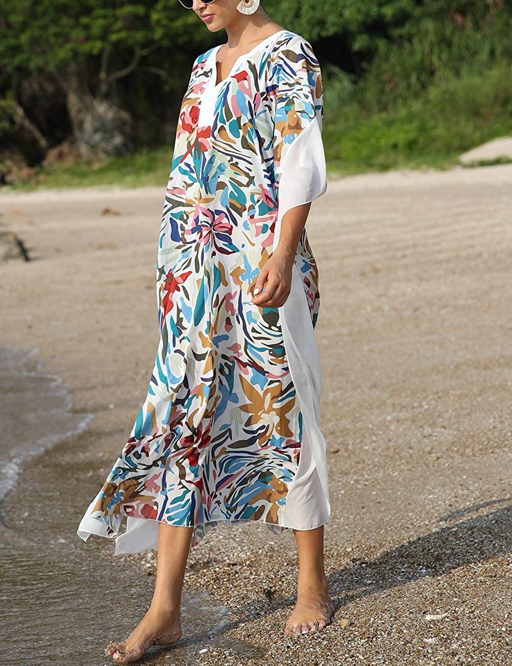 Bsubseach Women Beachwear Turkish Kaftans Long Swimsuit Cover up Caftan Beach Dress Apparel & Accessories > Clothing > Swimwear Kylie Max   