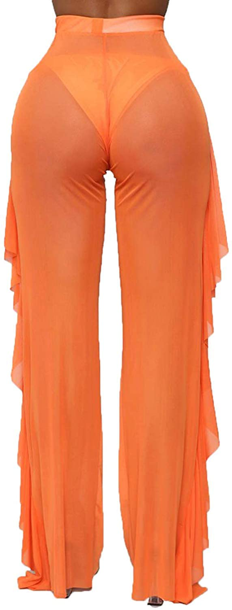 Willow Dance Women'S Perspective Sheer Mesh Ruffle Pants Swimsuit Bikini Bottom Cover up Pants Apparel & Accessories > Clothing > Swimwear Kylie Max   