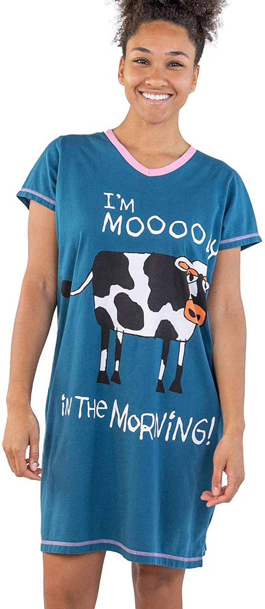 Lazy One V-Neck Nightshirts for Women, Farm Animal Designs Apparel & Accessories > Clothing > Sleepwear & Loungewear > Nightgowns Kylie Max   