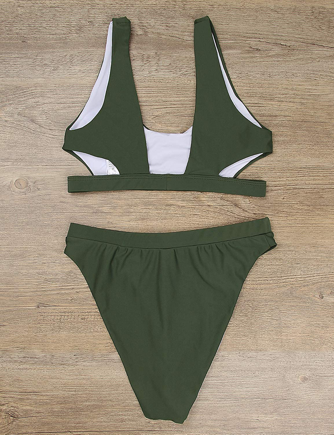 Blooming Jelly Women's High Waisted Swimsuit Crop Top Cut Out Two Piece Cheeky High Rise Bathing Suit Bikini Apparel & Accessories > Clothing > Swimwear Blooming Jelly   