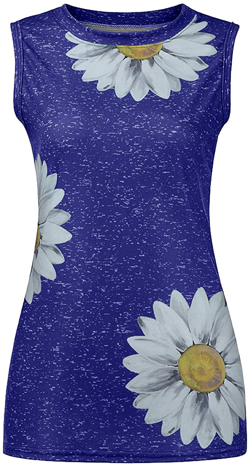 FABIURT Womens Tank Tops, Women Cute Sunflower Printed Vest Tshirt Sleeveless Workout Tunic Loose Casual Summer Tank Top Apparel & Accessories > Clothing > Activewear Kylie Max   