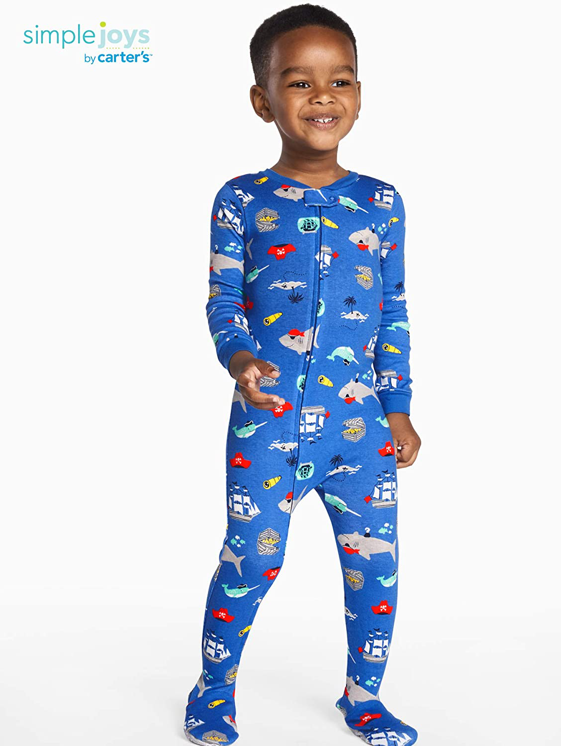 Simple Joys by Carter'S Toddler and Baby Boys' Snug Fit Footed Cotton Pajamas, Pack of 3 Apparel & Accessories > Clothing > Sleepwear & Loungewear > Pajamas Kylie Max   