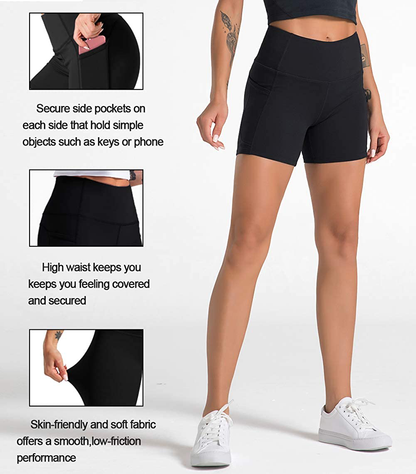 Dragon Fit High Waist Yoga Shorts for Women with 2 Side Pockets Tummy Control Running Home Workout Shorts Apparel & Accessories > Clothing > Shorts Kylie Max   