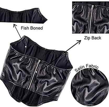 Modegal Women'S Satin Strapless Open Back Zipper Push up Fish Boned Overbust Bustier Corset Crop Top Apparel & Accessories > Clothing > Underwear & Socks > Lingerie Modegal   