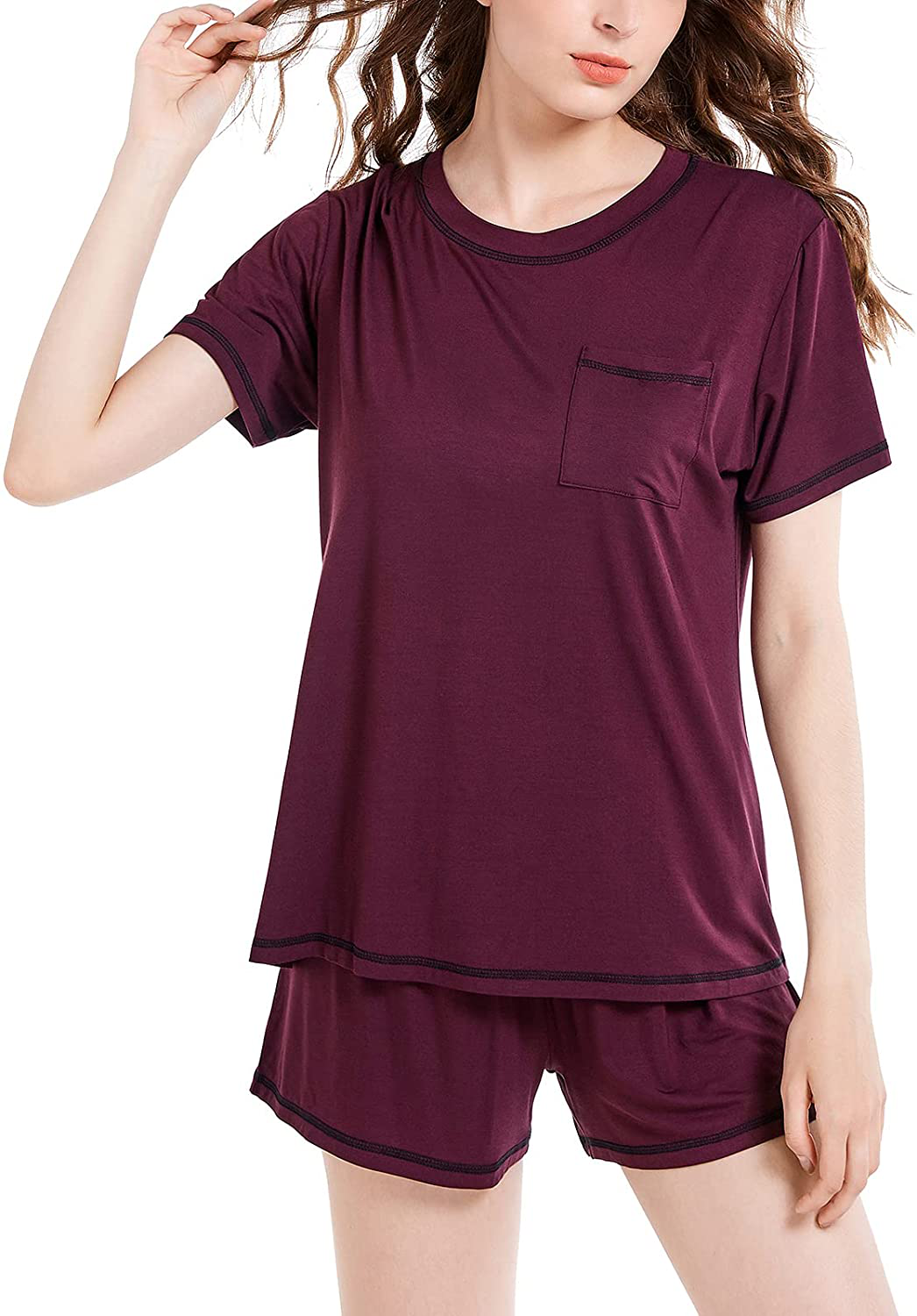 Eiggam Pajamas for Women Lounge Cotton Sleepwear Comfy Soft Long Button Down Pjs Set Pajamas Set Apparel & Accessories > Clothing > Sleepwear & Loungewear > Pajamas Eiggam   