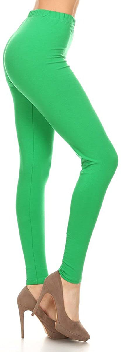 Leggings Depot Cotton Women'S Premium Quality Ultra Soft Solid Leggings Apparel & Accessories > Clothing > Underwear & Socks > Shapewear LEGGINGS DEPOT Cotton-kelly Green 1X 