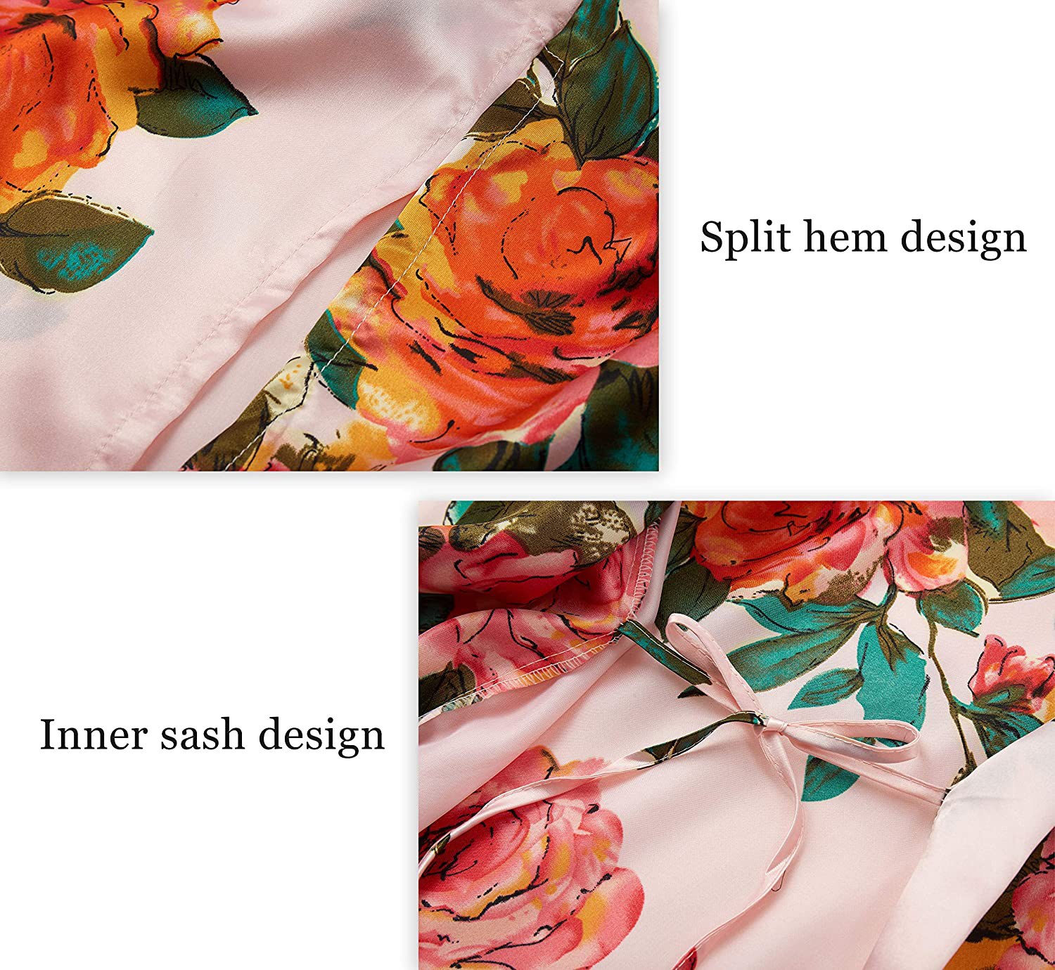 BABEYOND Kimono Robe Long Floral Bridesmaid Wedding Bachelorette Party Robe 53 Inches Apparel & Accessories > Clothing > Sleepwear & Loungewear > Robes KYLIE MAX   