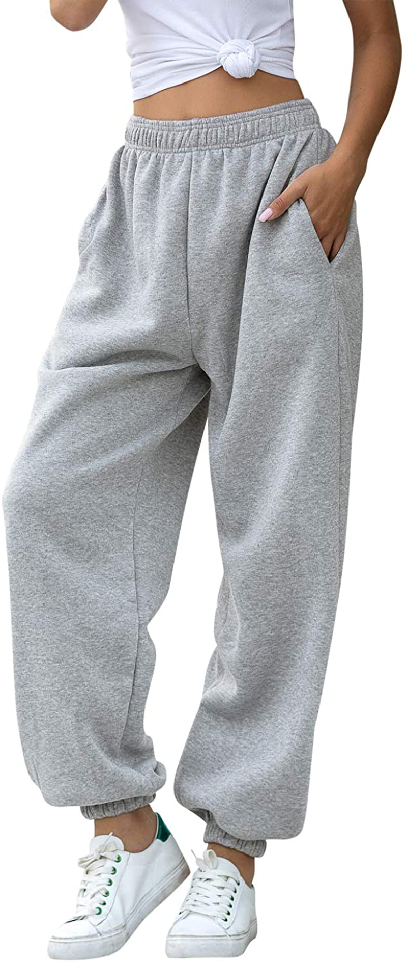 Women'S Cinch Bottom Sweatpants Pockets High Waist Sporty Gym Athletic Fit Jogger Pants Lounge Trousers Apparel & Accessories > Clothing > Activewear Kylie Max   