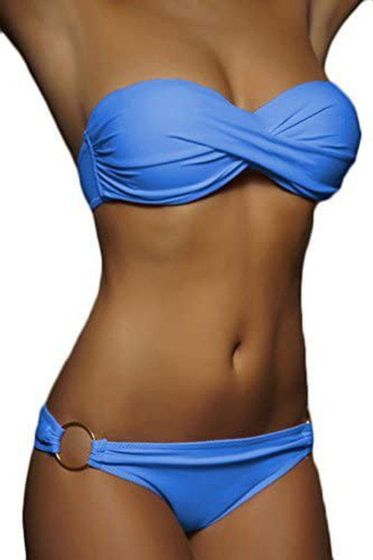 Imilan Twist Bandeau Bikini Set Swimwear Swimsuit for Women Apparel & Accessories > Clothing > Swimwear Imilan Royal X-Large 