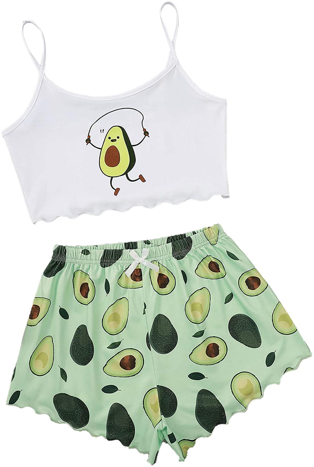 Shein Women'S Cute Cartoon Print Cami Top and Shorts Pajama Set Apparel & Accessories > Clothing > Sleepwear & Loungewear Kylie Max   