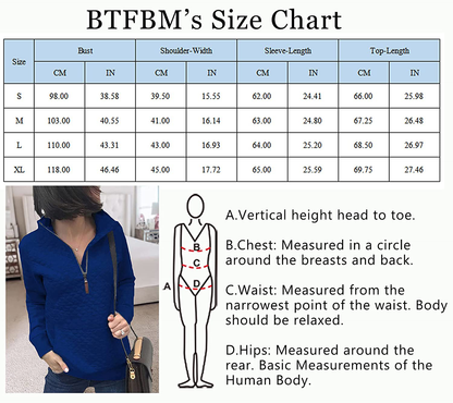 BTFBM Women Fashion Quilted Pattern Lightweight Zipper Long Sleeve Plain Casual Ladies Sweatshirts Pullovers Shirts Tops Apparel & Accessories > Clothing > Activewear Kylie Max   