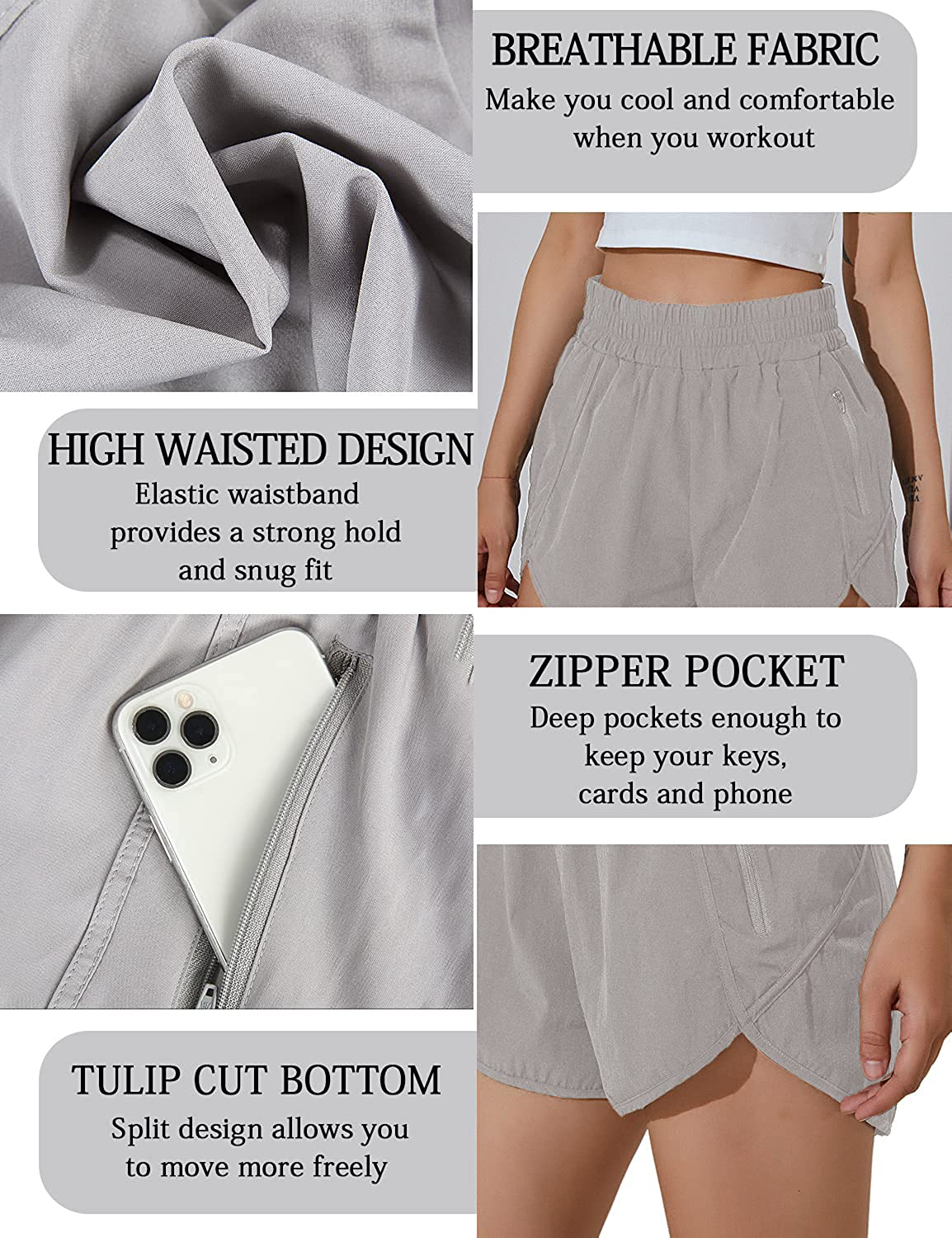 BMJL Women'S Running Shorts Elastic High Waisted Shorts Pocket Sporty Workout Shorts Quick Dry Athletic Shorts Pants Apparel & Accessories > Clothing > Shorts Kylie Max   