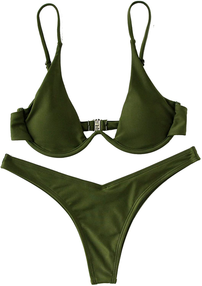 Verdusa Women'S Sexy Triangle Bathing Two Pieces Swimsuit Bikini Set Apparel & Accessories > Clothing > Underwear & Socks > Underwear Verdusa Green Large 