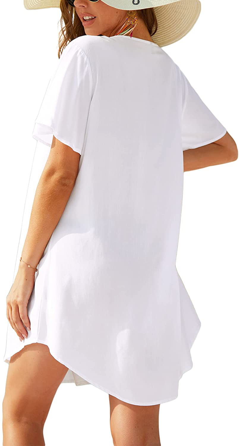 Ekouaer Swimsuit Cover Ups Women Lace Crochet V-Neck Summer Beach Coverups Dress for Swimwear Bathing Suit S-XXL Apparel & Accessories > Clothing > Swimwear Kylie Max   