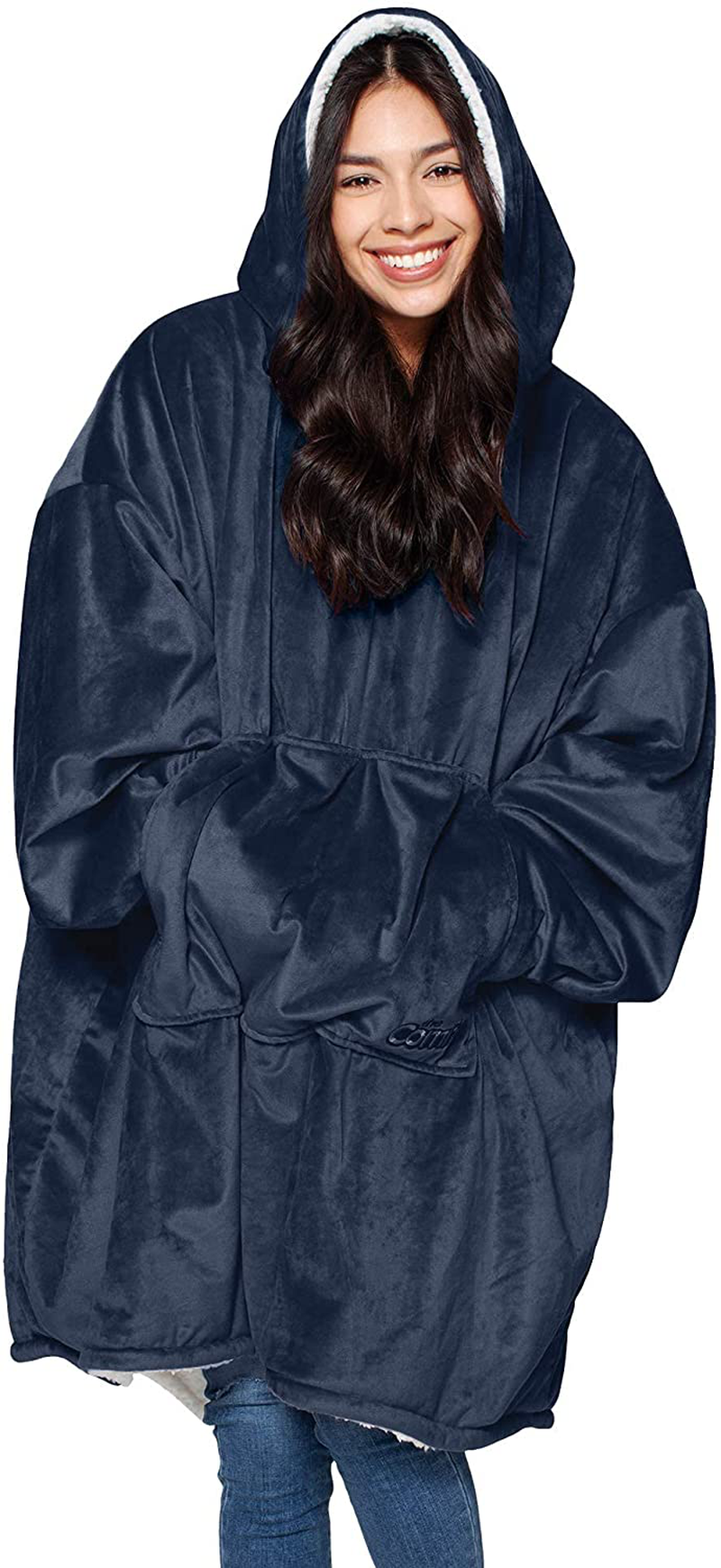 THE COMFY Original | Oversized Microfiber & Sherpa Wearable Blanket, Seen On Shark Tank, One Size Fits All Blue Arts & Entertainment > Party & Celebration > Gift Giving THE COMFY   