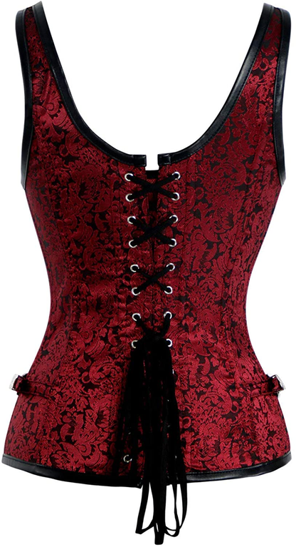 Kimring Women'S Gothic Steampunk Jacquard Overbust Corset Vest with Buckles Apparel & Accessories > Clothing > Underwear & Socks > Lingerie Kimring   