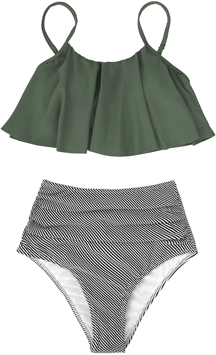 CUPSHE Women'S High Waisted Falbala Bikini Set  Kylie Max   