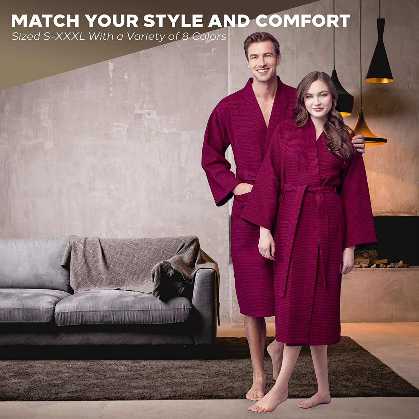 Lotus Linen Waffle Robes for Women - Lightweight, Soft Cotton Kimono Loungewear Apparel & Accessories > Clothing > Sleepwear & Loungewear > Robes Kylie Max   