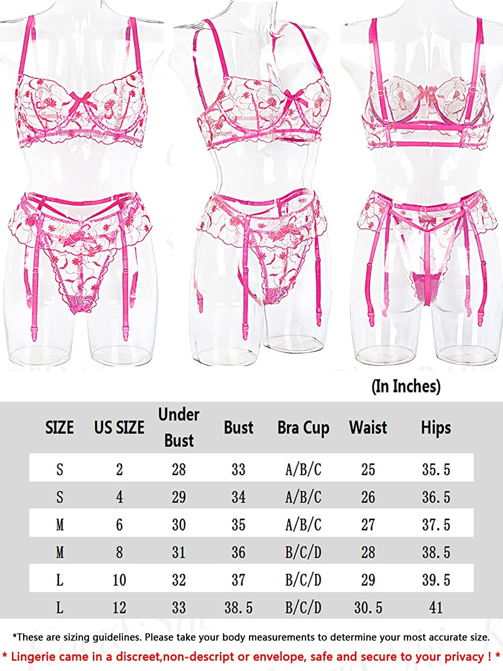 Kaei&Shi Floral Embroidered, Underwire, Cutout Back, G-String, Garter Belt Lingerie for Women Apparel & Accessories > Clothing > Underwear & Socks > Lingerie Kaei&Shi   