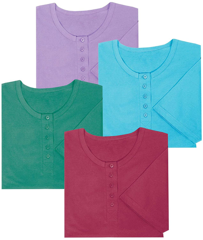 Catalog Classics Womens Long Henley Nightshirts - Set of 4 Sleep Shirts Apparel & Accessories > Clothing > Sleepwear & Loungewear > Nightgowns Kylie Max   