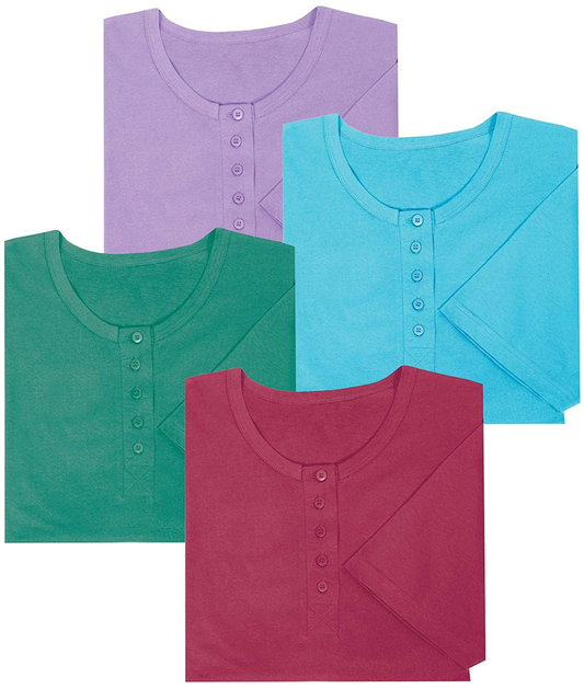 Catalog Classics Womens Long Henley Nightshirts - Set of 4 Sleep Shirts Apparel & Accessories > Clothing > Sleepwear & Loungewear > Nightgowns Kylie Max   